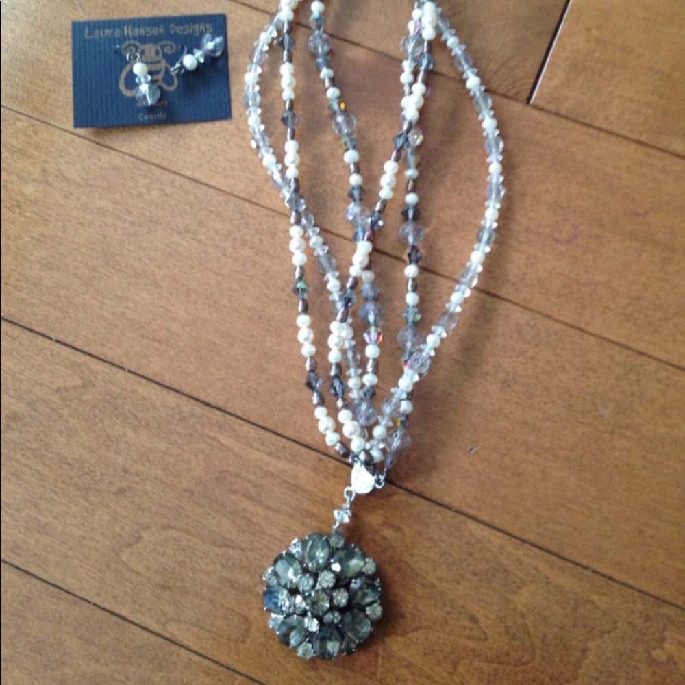 Laura Hanson Handmade necklace and earrings